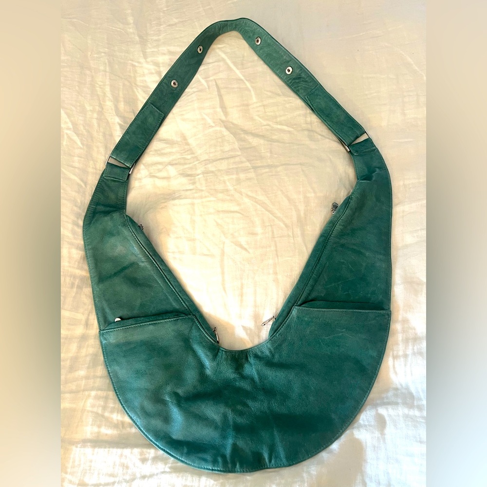 Teal Leather Sash Bag